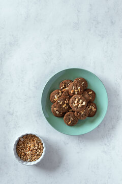 Overhead View Of Homemade Cookies Served In A Plate