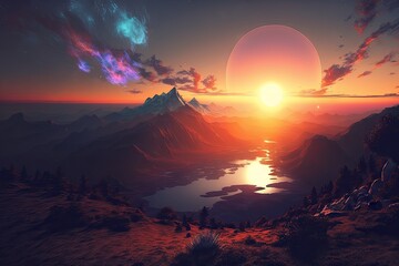 sunrise over the river background