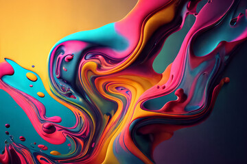 Bright Colorful Abstract Refeacting Fluid Texture Loop Generative AI