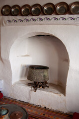 fireplace in the old house. old boiler