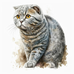 “Generative AI” Scottish Fold Cat digital illustration.