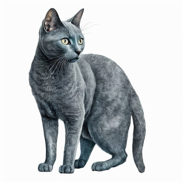 “Generative AI” Russian Blue Cat digital illustration.