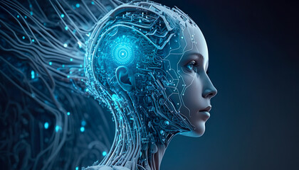 Artificial intelligence (AI) or machine learning.technology development.big change and globalization concepts