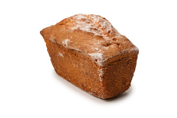 A cupcake with raisins isoalted on a white background.