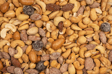 A group of almonds, pistachios, walnuts, macadamia, cashews.