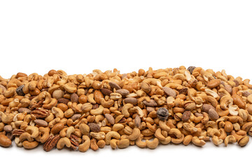 A group of almonds, pistachios, walnuts, macadamia, cashews.