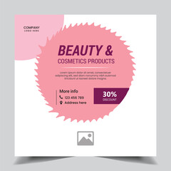 Beauty  and cosmetics shop social media post design template