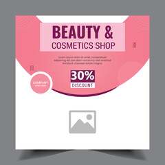 Beauty  and cosmetics shop social media post design template