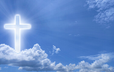 cross on the sky with white cloud for good friday background