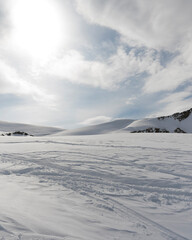 White sunny snow mountain landscapes