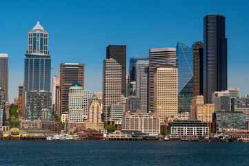 Fototapeta na wymiar Seattle Downtown As Seen From Puget Sound