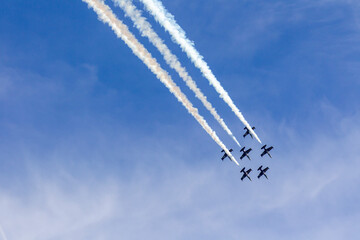 Breitling jet team formation at Aerolac with smoke trail