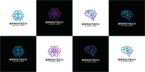 Brain Logo Design Illustration, Education Logo, brain technology