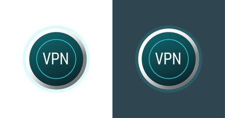 VPN logo emblem for sticker or icon. Vector illustration isolated on black and white color.