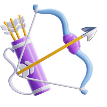 3d rendering of cupid arrow and bow illustration. Suitable for your projects related to valentine day,  love and relationship category