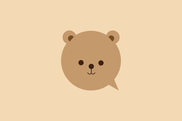 Brown bear chat bubble logo concept 