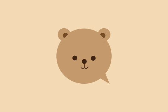 Brown bear chat bubble logo concept 