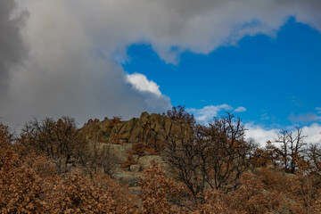 Raven Peak; Giant stones fragments in the mountain near the Thracian tomb. Bulgaria 