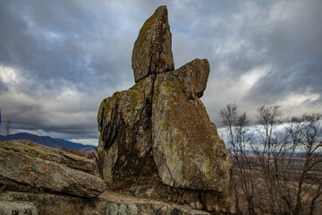 Raven Peak; Giant stones fragments in the mountain near the Thracian tomb. Bulgaria 