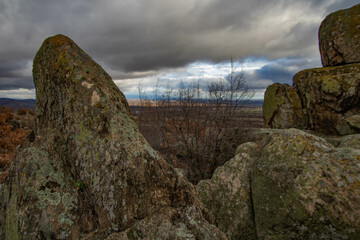 Raven Peak; Giant stones fragments in the mountain near the Thracian tomb. Bulgaria 
