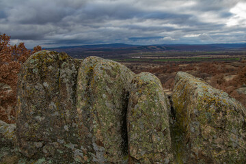 Raven Peak; Giant stones fragments in the mountain near the Thracian tomb. Bulgaria 