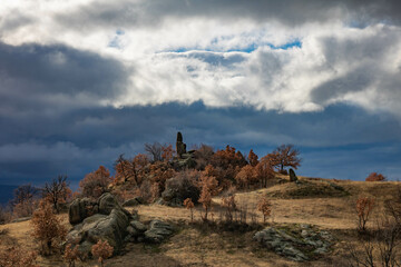 Raven Peak; Giant stones fragments in the mountain near the Thracian tomb. Bulgaria 