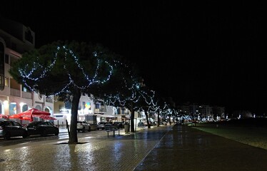 Obraz premium Christmas lights in Sao Martinho do Porto, Centro - Portugal 