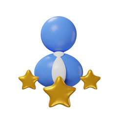 employee experience with star icon illustration 3d rendering for business