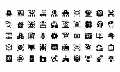 set of icons about artificial intelligence. solid icon