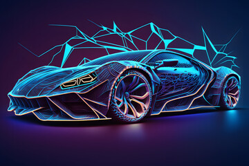 Hologram auto, created with generative AI technology