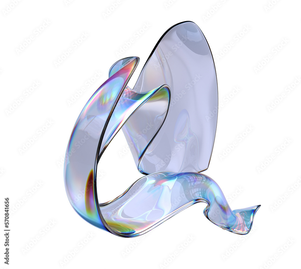 Poster 3d glass liquid shape, 3d rendering abstract color gradient texture