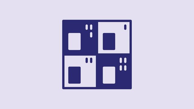 Blue Periodic table of the elements icon isolated on purple background. 4K Video motion graphic animation