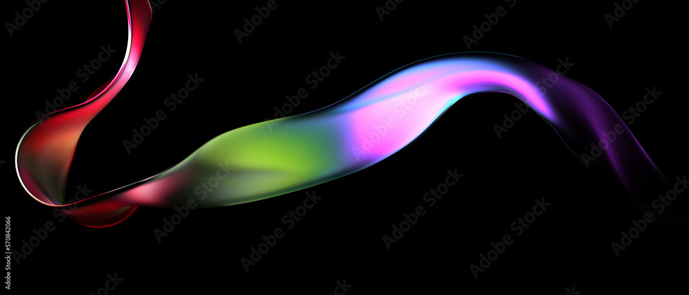 Poster 3d streamline wave, modern multicolored gradient line, 3d rendering design element, futuristic liqui