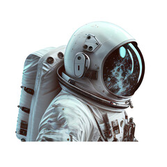Spaceman side view profile headshot, generative Ai illustration, png