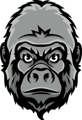 Hand drawn face of monkey. Gorilla illustration mascot art.