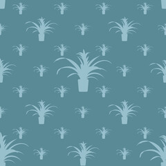 floral background, seamless plant texture with houseplants, Guzmania with flower