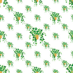 floral background, seamless plant texture with houseplants, Lvy