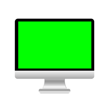 computer monitor green screen mockup with transparent background