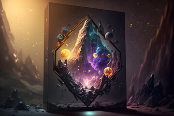 Space Monolith with Galaxy Portal  
