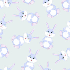 Seamless pattern with funny bunnies. It is well suited for wrapping paper, children's textiles
