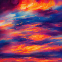 Fototapeta premium Spectral Clouds. Escape to Reality series. Arrangement of surreal sunset sunrise colors and textures on the subject of landscape painting, imagination, creativity and art