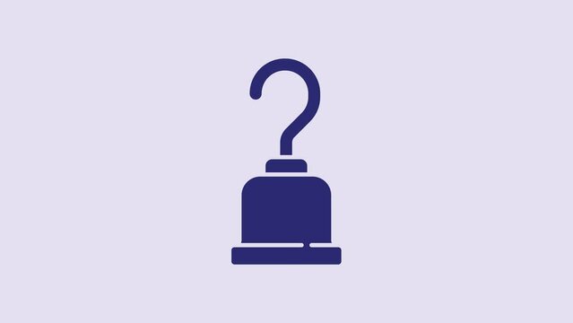Blue Pirate hook icon isolated on purple background. 4K Video motion graphic animation