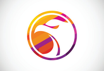 Colorful Eagle head logo design vector template. Mosaic pattern