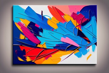 2d illustration. Artistic background image. Abstract painting on canvas. Colorful texture. Modern artwork. Brush strokes. Painting with oil paint strokes on th - generative ai