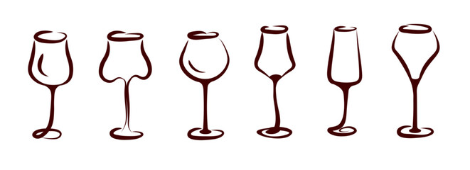 Set of abstract wine glasses
