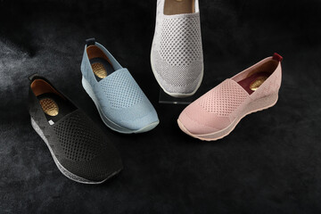 Comfortable leather women's shoes. Flat sole.