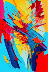 2d illustration. Artistic background image. Abstract painting on canvas. Colorful texture. Modern artwork. Brush strokes. Painting with oil paint strokes on th - generative ai