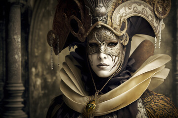 Elegant venetian carnival composition made with Generative AI