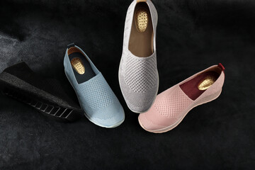 Comfortable leather women's shoes. Flat sole.