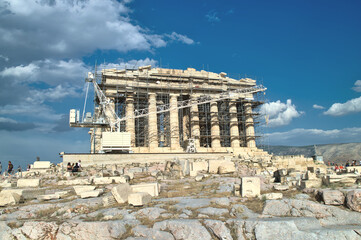 Restoration of Parthenon at Acropolis in Athens, Greece.